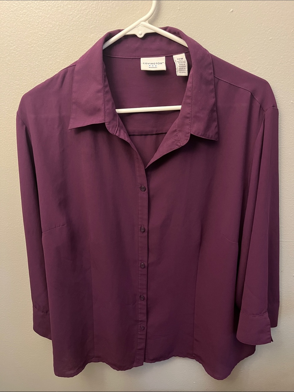 Covington Deep Plum Collared Button-Down Top